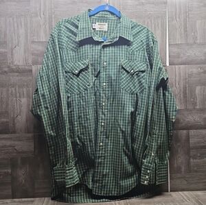 Ruddock Western Shirt Mens 17.5x35 Green Pearl Snap